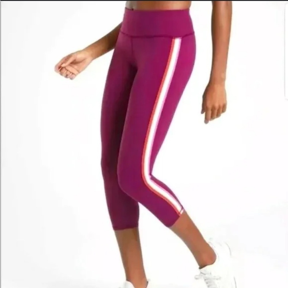 Athleta Contender Side Stripe Cropped Leggings